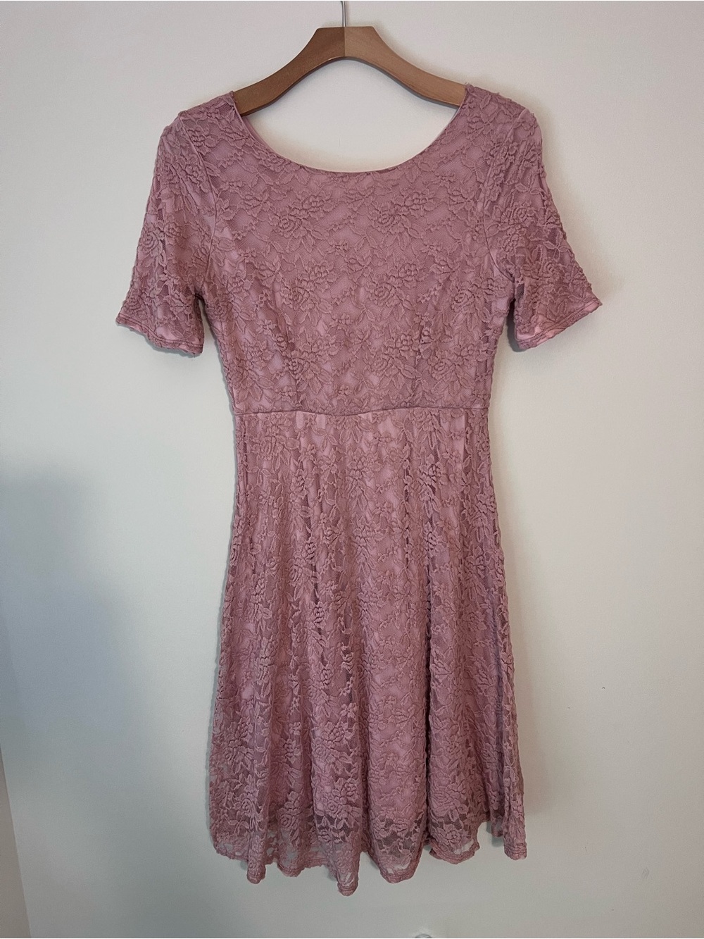 JessaKae Dusty Rose Lace Midi Skater Dress